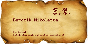 Berczik Nikoletta névjegykártya